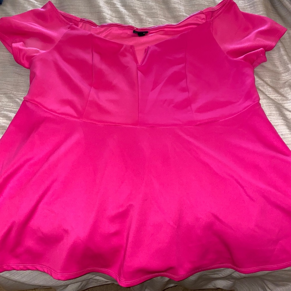 Hot pink off the shoulder shirt